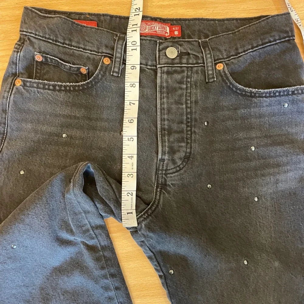 Lucky Brand Lucky Legend Jeans‎ Womens 4/27 Black Cotton 90s Loose Stud Western